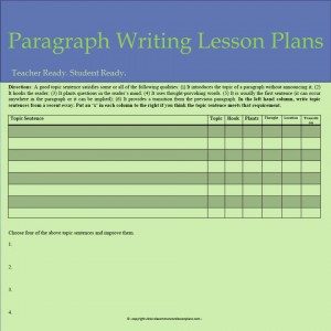 Paragraph Writing Lesson Plans